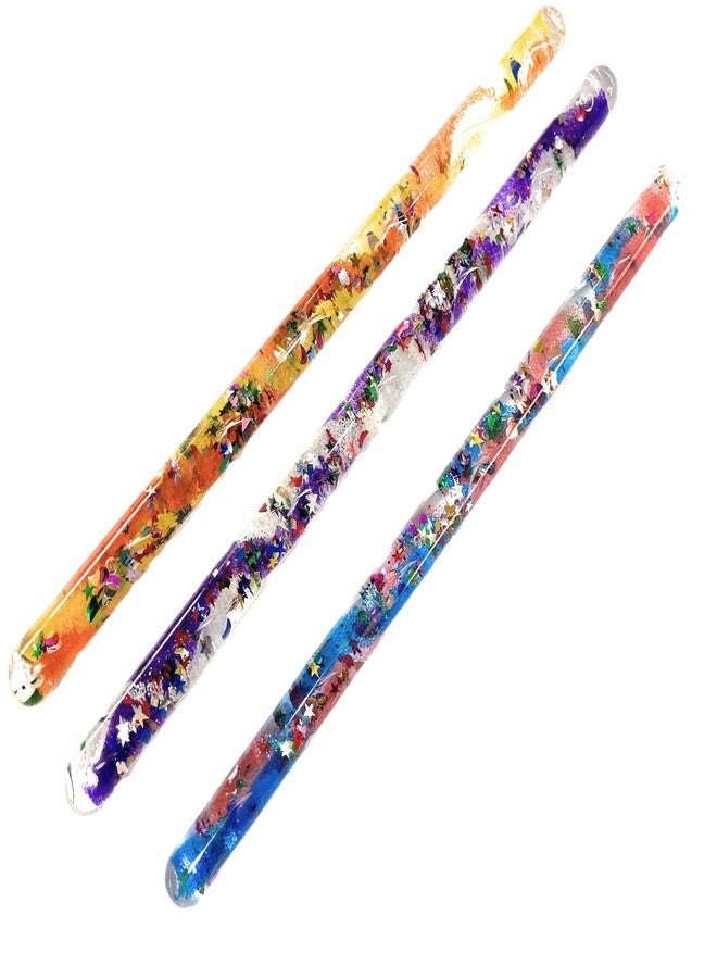 Star Magic Spiral Glitter Wands. 3pk 12.5" Sensory Wands for Kids - Glitter Tube Wonder Wand - Calming Toys Gift Party Bundle for Halloween Fairy Wizard Costume Accessories - Image 1